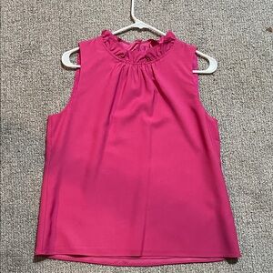 J. Crew Fuchsia Ruffle Neck Sleeveless Top